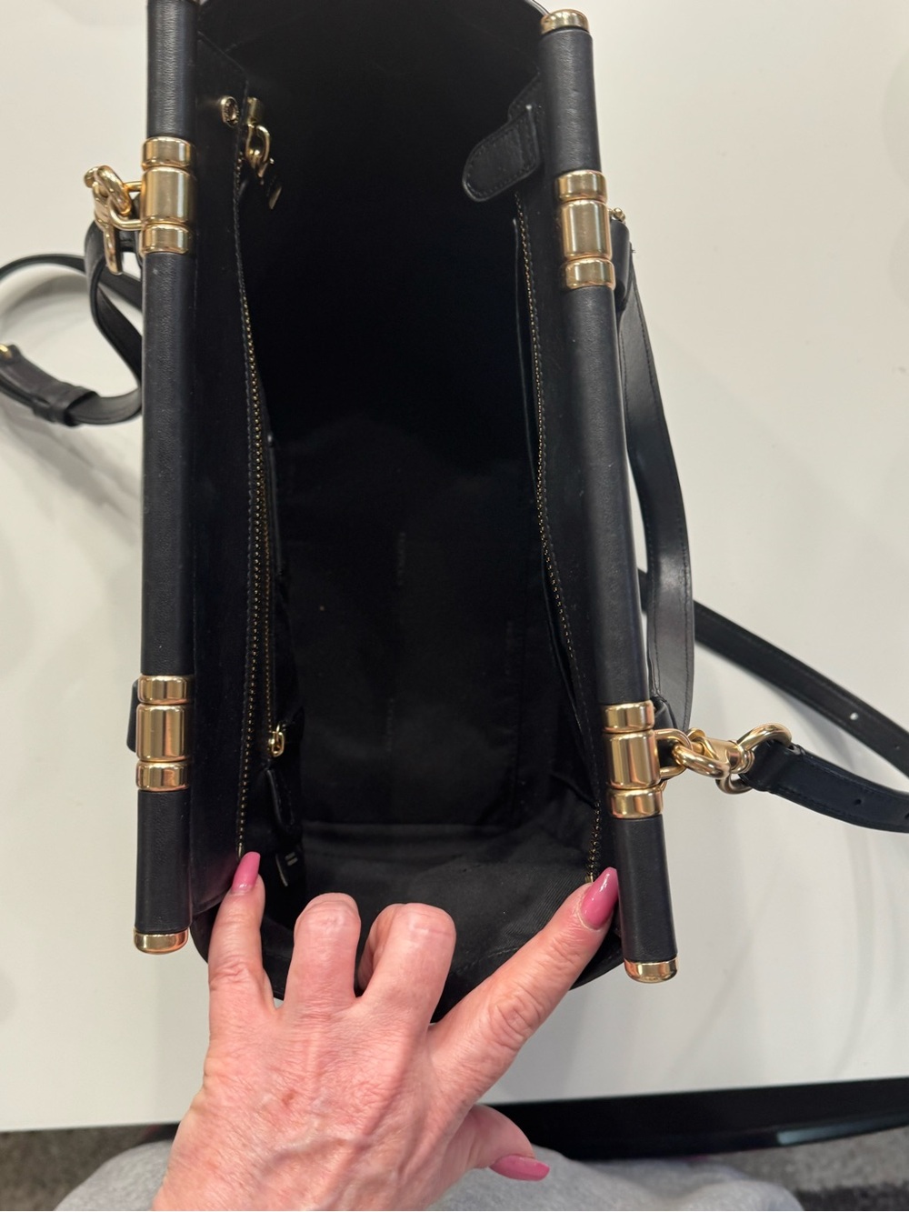 Coach Black Leather Satchel with Gold Hardware and Detachable Strap - Picture 10 of 16